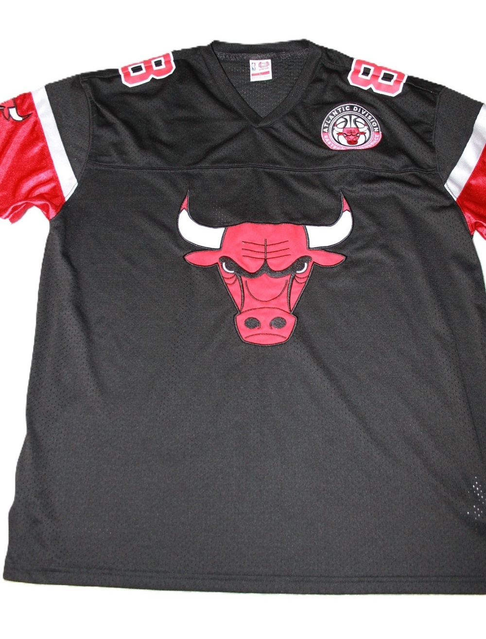 Chicago Bulls Jersey Mens Large Black NBA Basketball Ultra Game 8 Mesh V Neck
